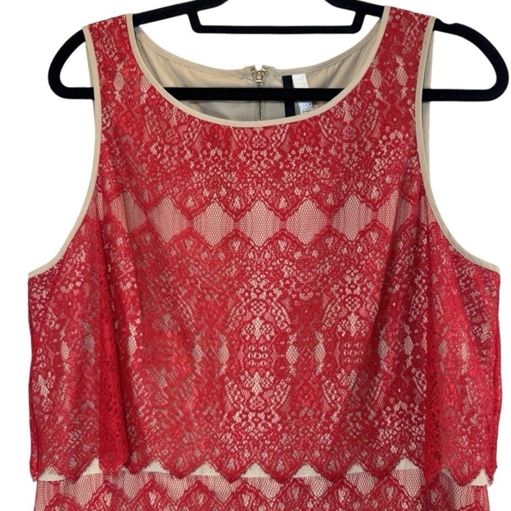 Kensie Red Lace Dress Romantic Feminine Cocktail Party Wedding Formal Size XL - Picture 2 of 10